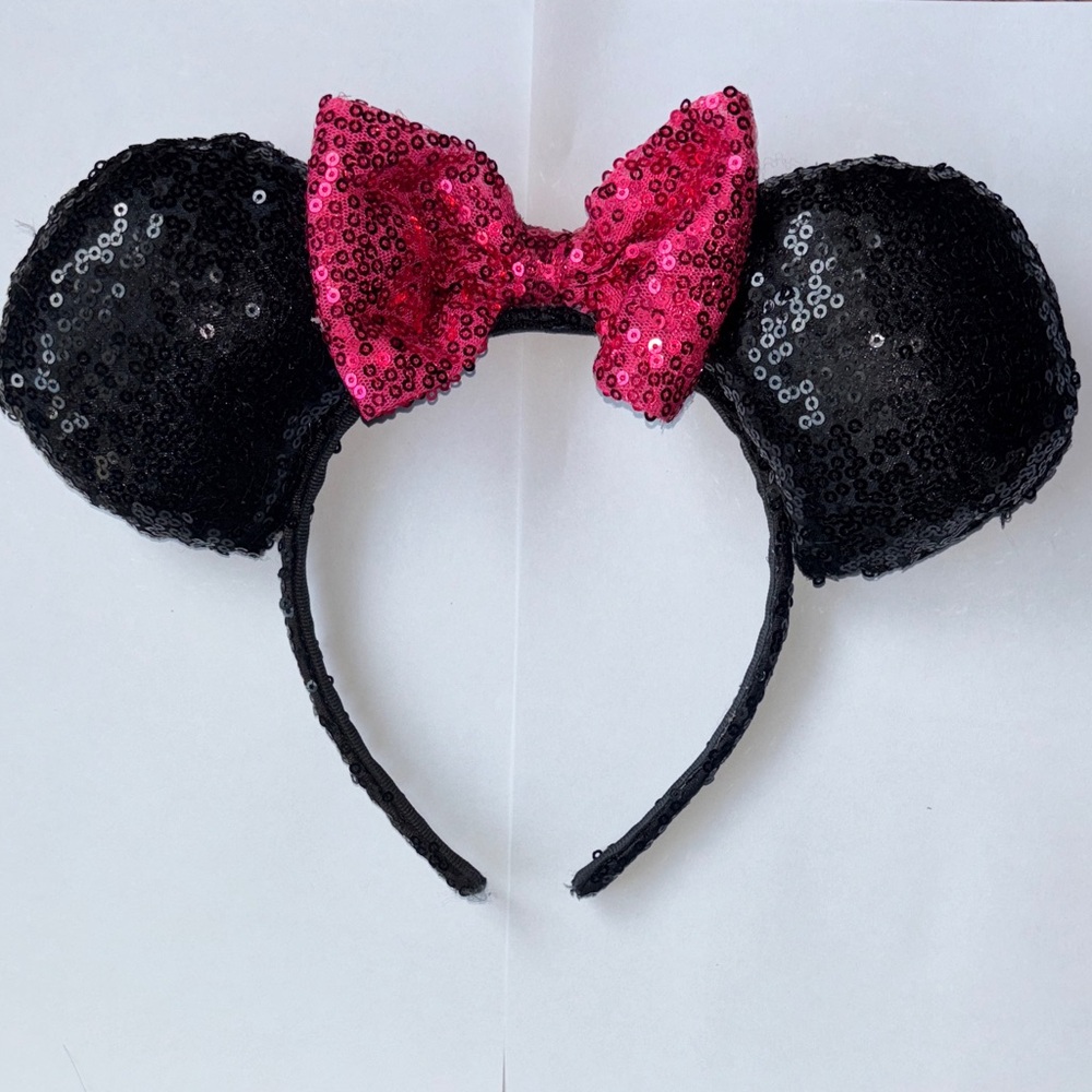 Disney Black and Pink Sequin Mouse Ears Headband